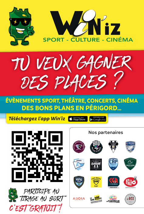 Win'iz l'appli qui te fait gagner des places en 1 clic !