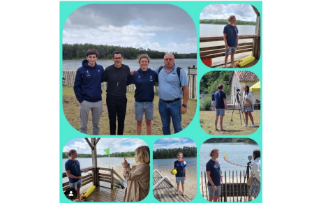 Visite de Louise Guillet à la Jemaye pour la 3ième journée du Beach Tour et du Summer Tour FFN du 3 Août 2023