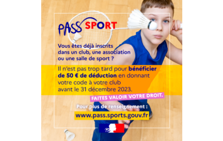 PASS SPORT: JUSQU'AU 31/12/2023 AVEC EFFET RETROACTIF