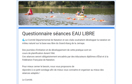 Questionnaire séances eau libre 